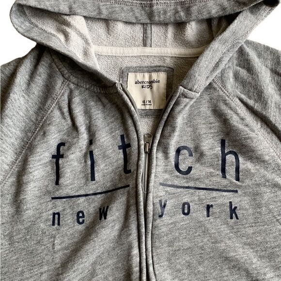 Abercrombie‎ sweatshirt kids zip up gray hoodie size 12 /14 - Picture 2 of 5